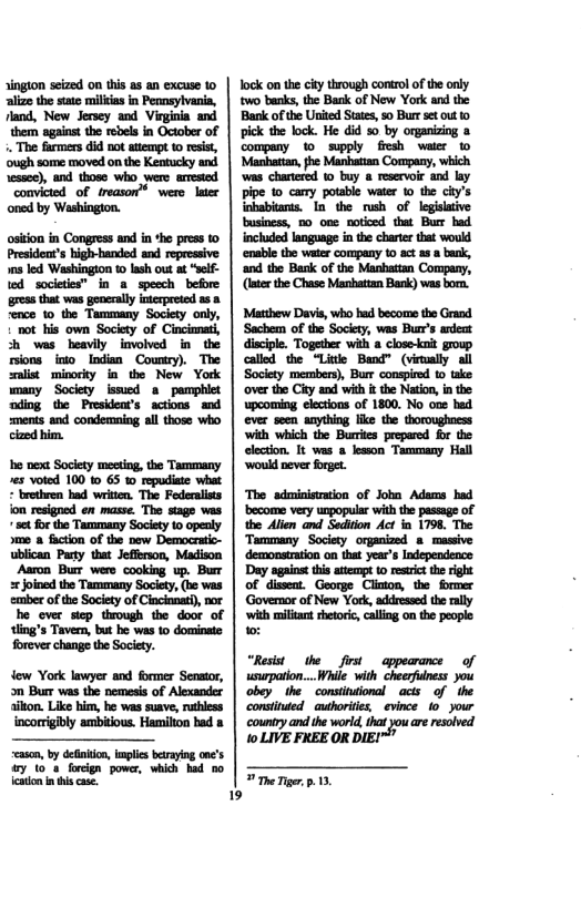 sington seized on this as an excuse 10 alize the state miliias in Pevosytvania, land, New Jersey and Virginia and them agaiast the rebels in October of . The farmers did not tempt 1 rsist, ‘ough some moved on the Kentucky and ressce), and those who_wero aresied convicted of ireason®® were laier oned by Washingion.  i ] ] i  ock on the city through control of the only two banks, the Bank of New York and the 